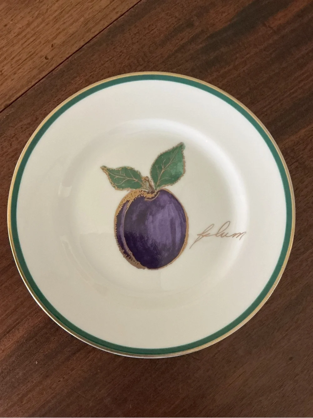 Crate and Barrel Fruit Plates Set of 3 Pear, Apple and Plum